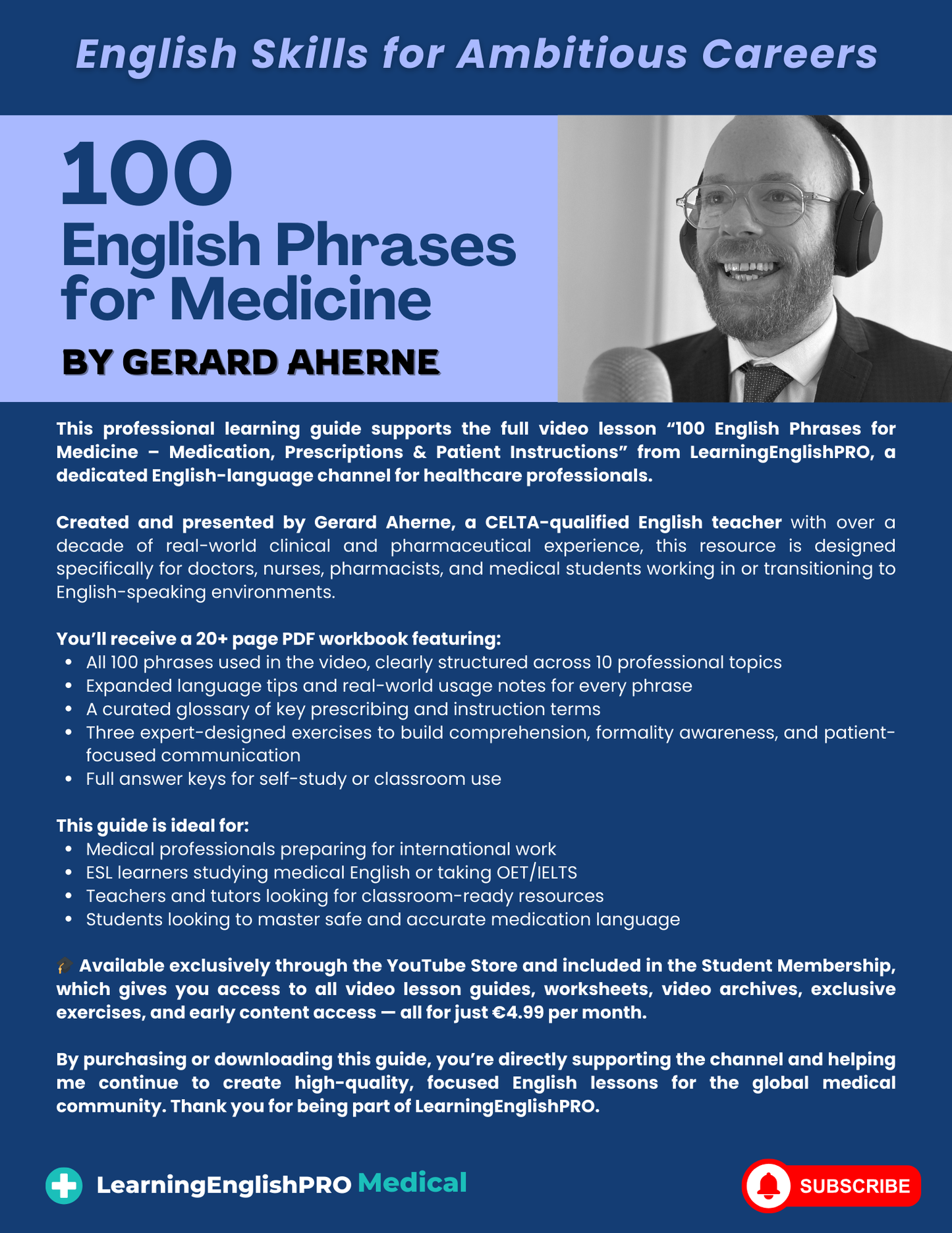100 English Phrases for Medicine – Medication, Prescriptions & Patient Instructions (PDF Guide)