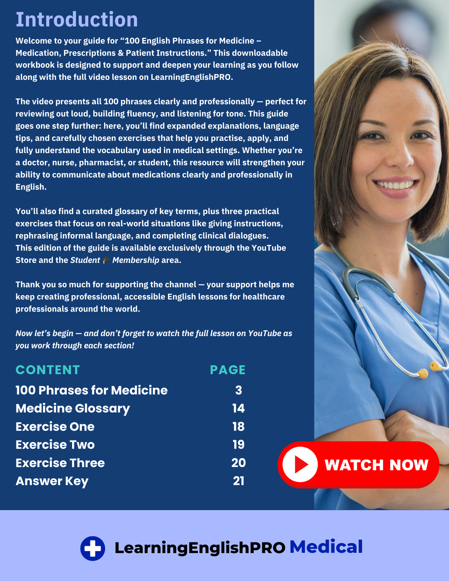 100 English Phrases for Medicine – Medication, Prescriptions & Patient Instructions (PDF Guide)