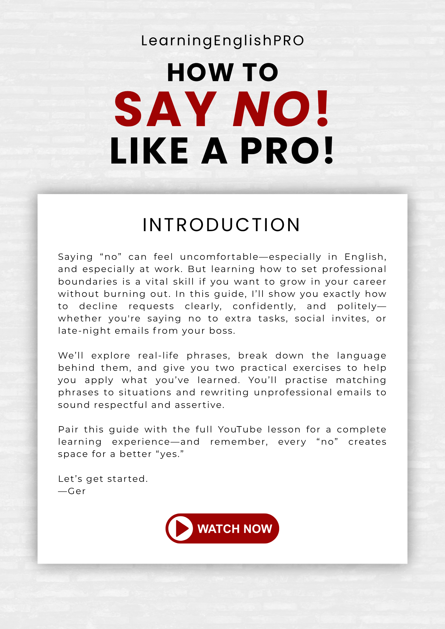 How to SAY NO! Like a PRO in Business English – PDF Guide