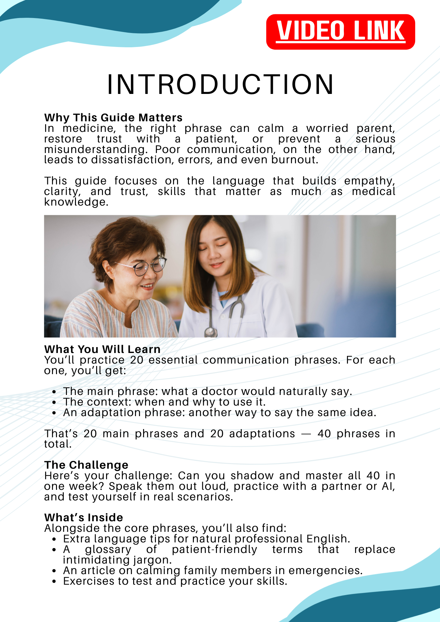 Doctor–Patient Communication Shadowing: 40 Phrases Guide (Advanced Medical English)