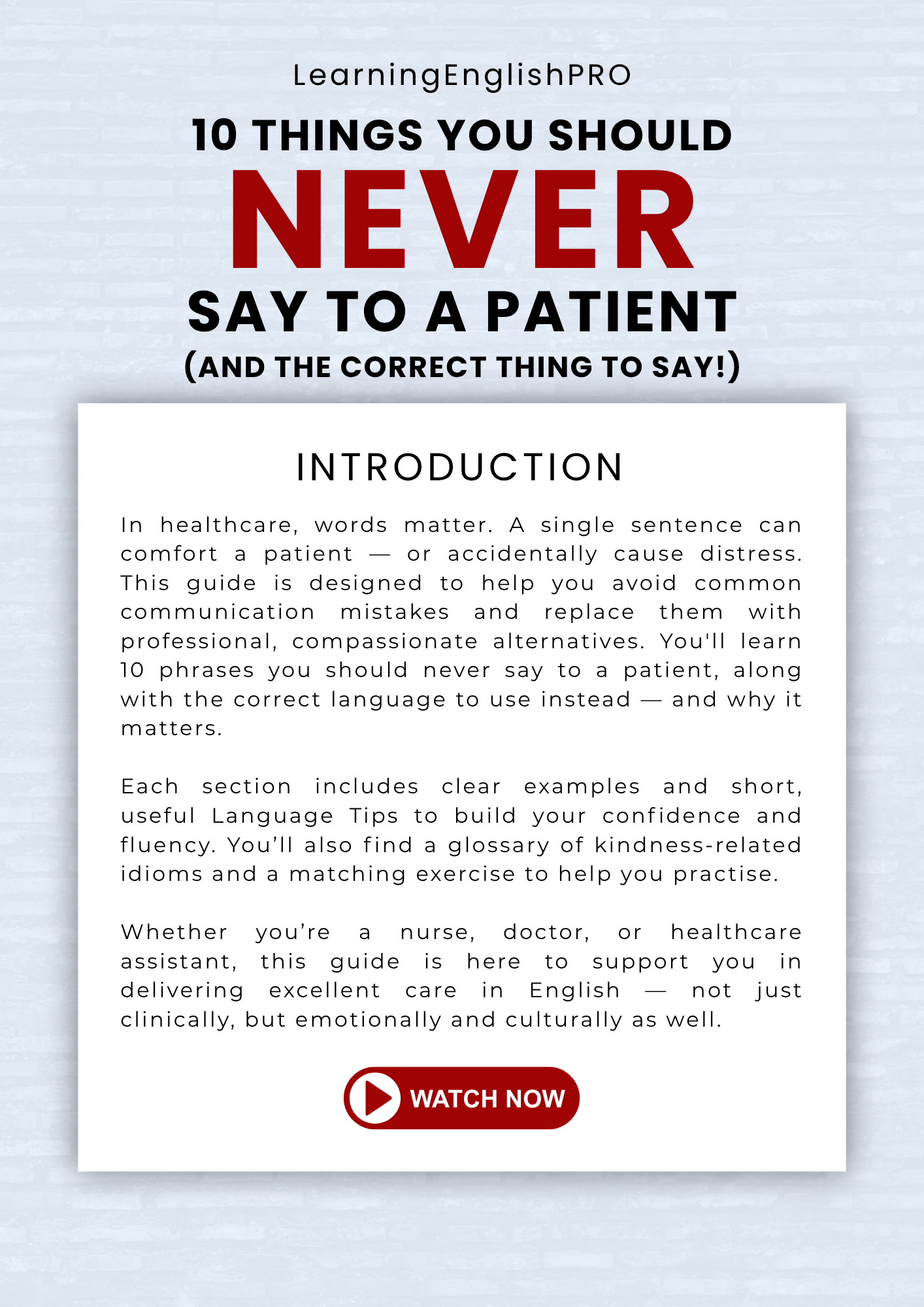 10 Things You Should Never Say to a Patient – Medical English Guide (PDF)