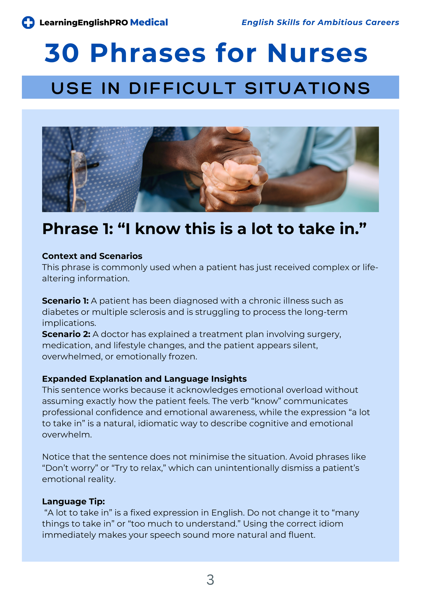 30 English Phrases Nurses Use in Difficult Situations | Medical English Guide (PDF + Video)