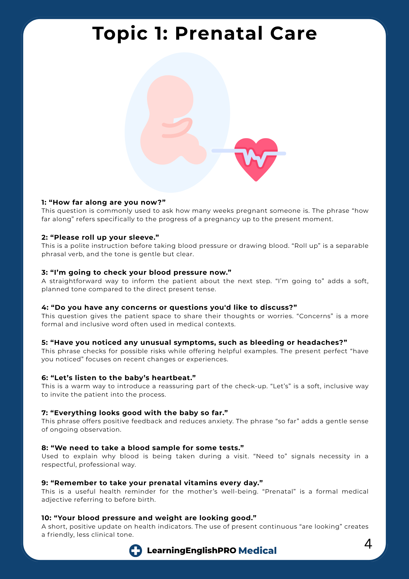 100 English Phrases for Midwives – PDF Guide
