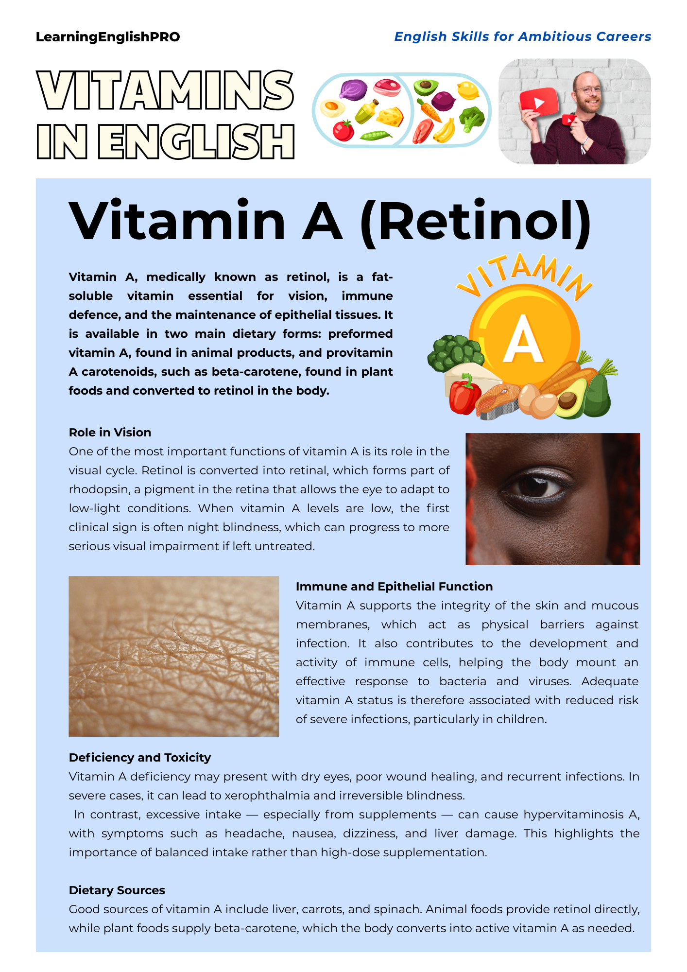 Vitamins in English – Medical English Guide for Healthcare & ESL Learners