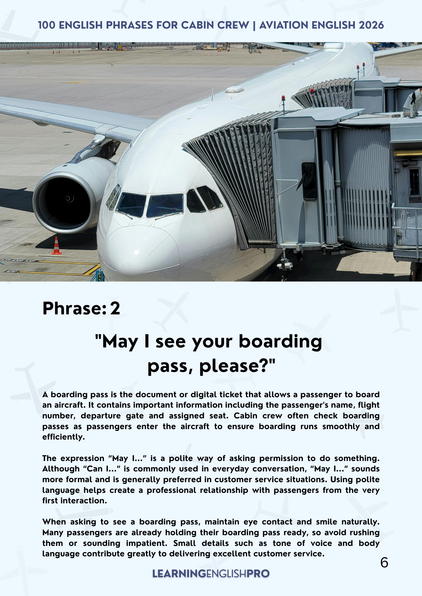 100 Easy English Phrases for Cabin Crew | PDF Guide