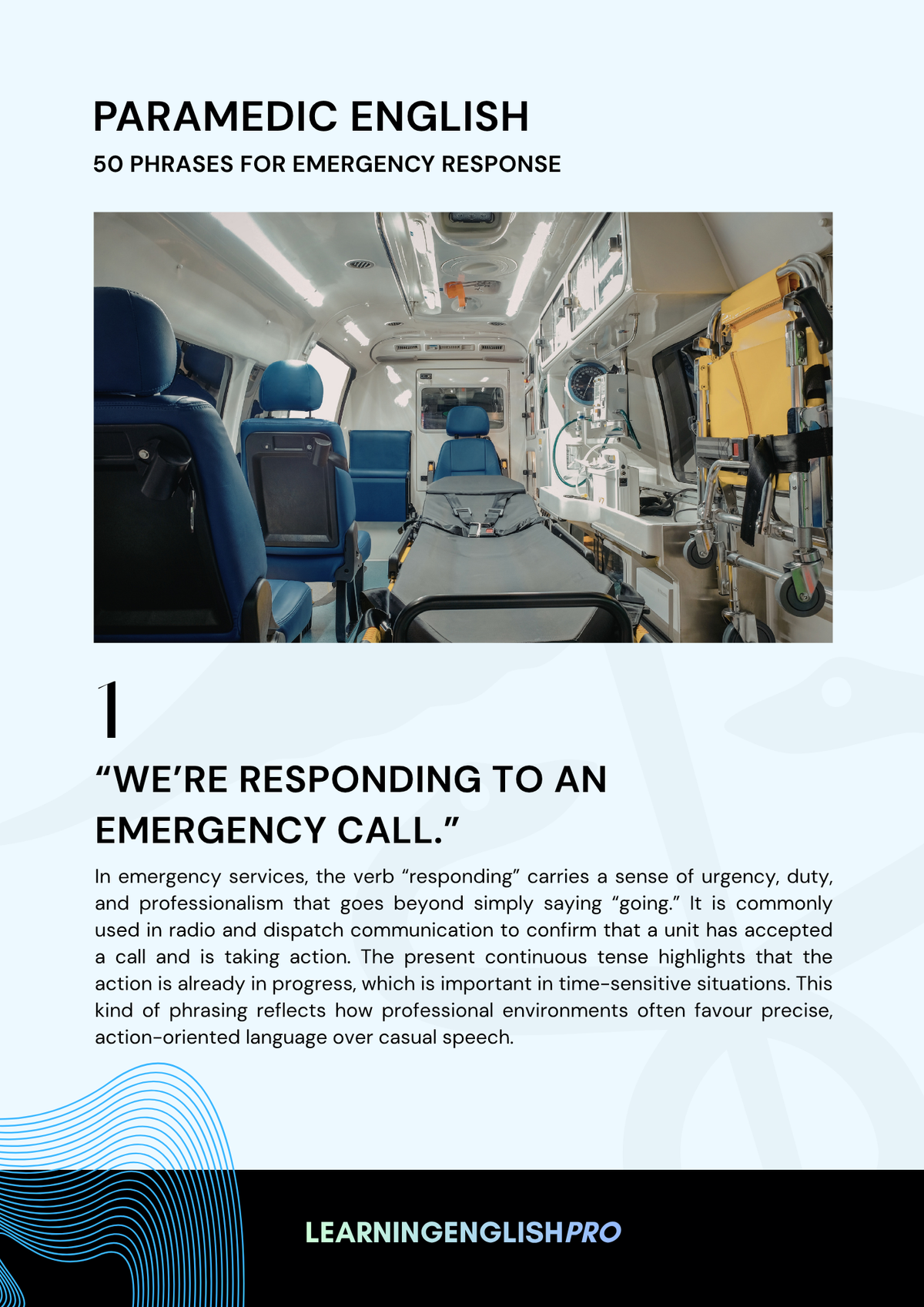Paramedic Method Ela Example Paramedic English: 50 Emergency Response Phrases (With Video Lesson ...