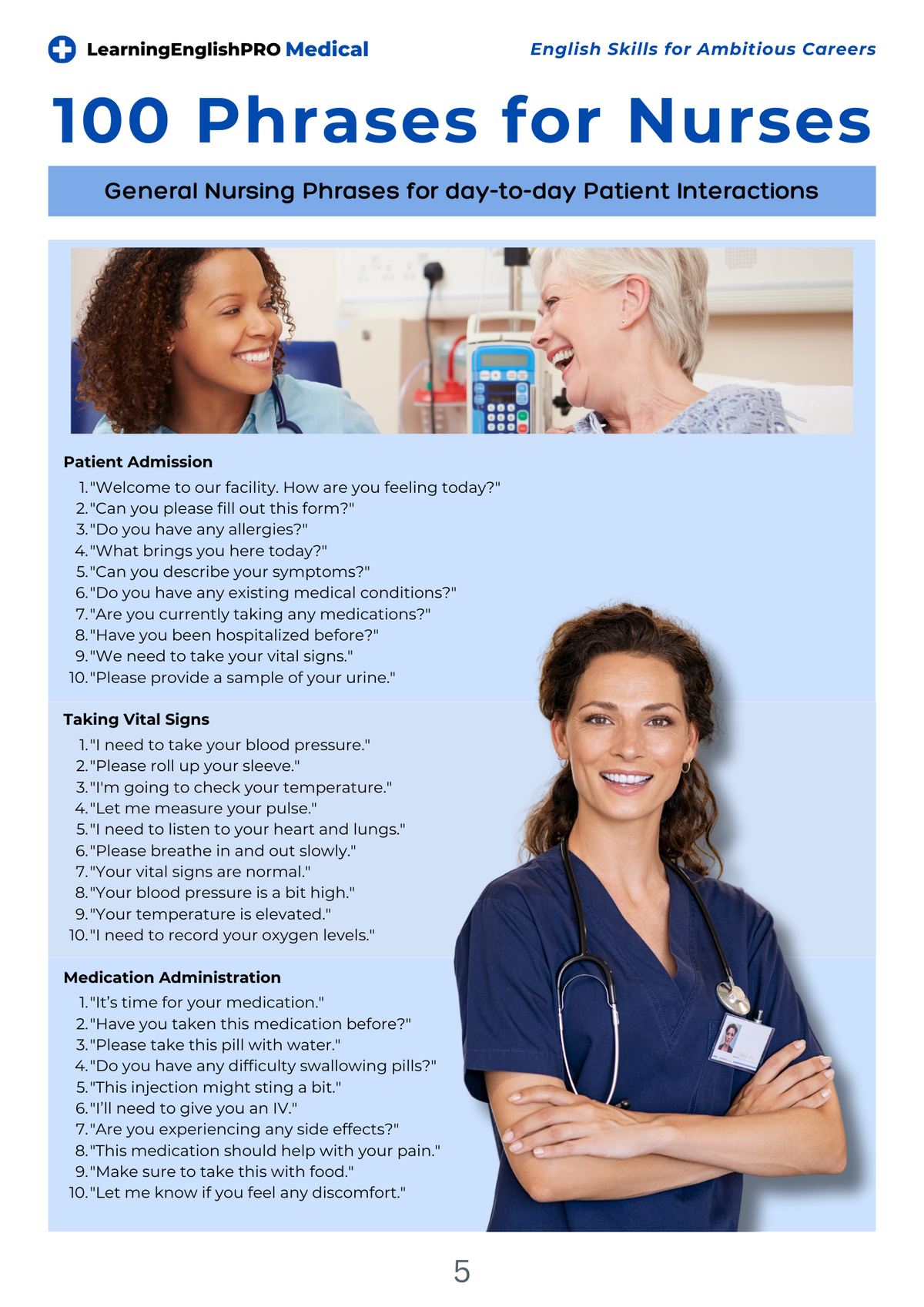Nursing Language Example 1000 English Phrases for Nurses – The Complete Medical English Guide ...